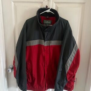 LL Bean Red Gray 3 in 1 Fleece Lined Outdoor Jacket